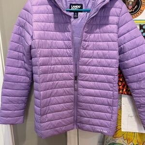 girls Lands Ends Lightweight Puffer Hooded Jacket